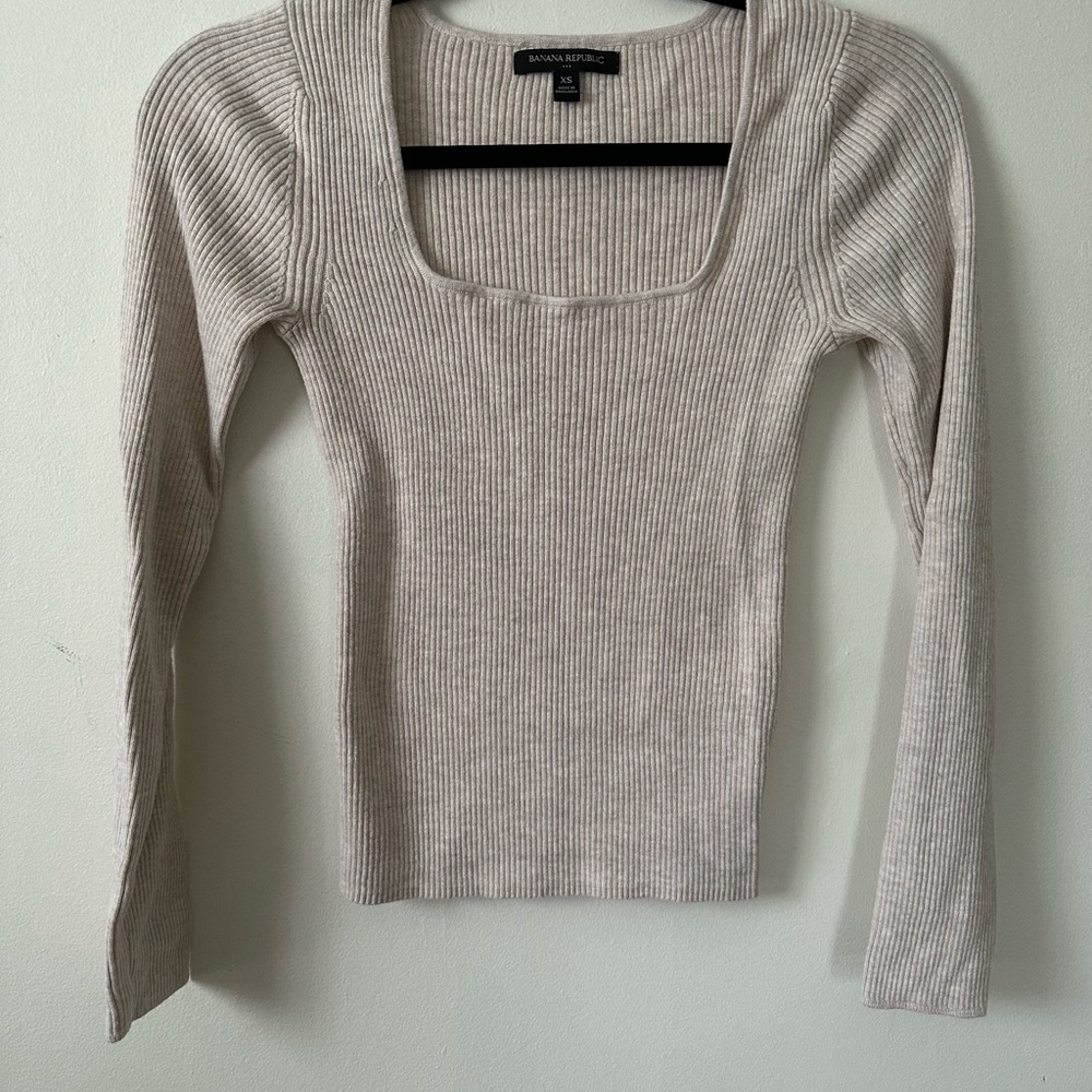 Banana Republic Ribbed Square neck Long Sleeve